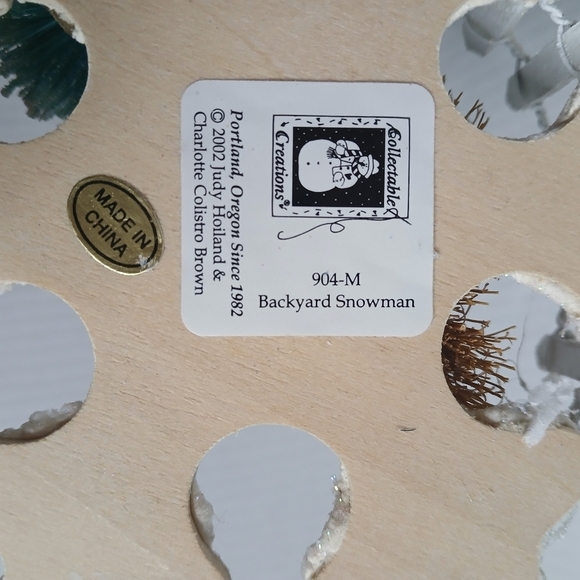 Christmas Decor Collectable Creations Backyard Snowman Wood Fabric Figurine New - Picture 8 of 13